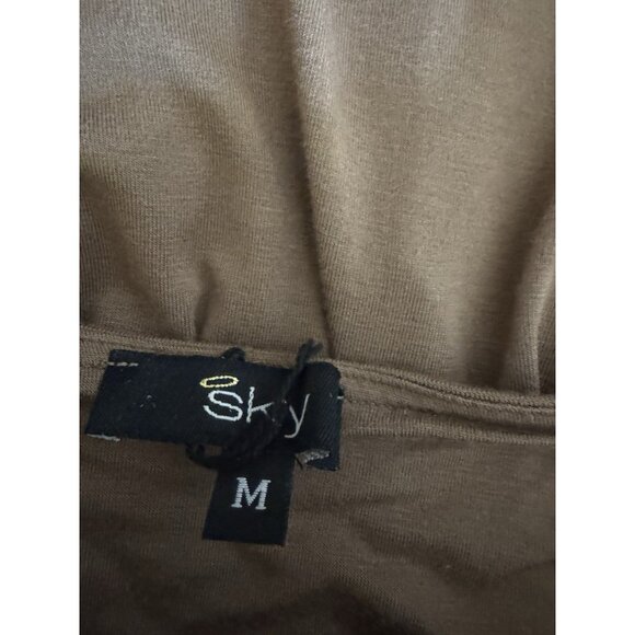 SKY Brand Maxi Dress M Soft Brown Suede Braid Trim Stretch Long NEW - Picture 8 of 12